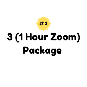 3 1 hour zoom package hashtag 3 written in black on white background