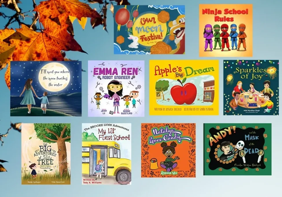 ten fun fall books that celebrate diversity on a blue wall