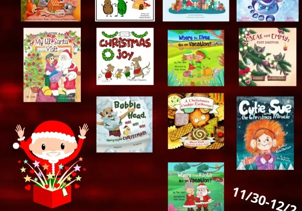 Twelve FREE EBOOKS TO ENJOY THIS CHRISTMAS on a red background